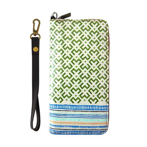 Mlavi Bali pattern print wristlet large wallet for women made with Eco-friendly & cruelty free vegan materials. Great for everyday use, travel or as gift for family & friends. Wholesale at www.mlavi.com to gift shop, clothing & fashion accessories boutiques, book stores in Canada, USA & worldwide.