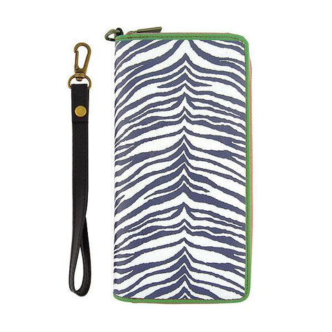 Mlavi Zebra pattern print wristlet large wallet for women made with Eco-friendly & cruelty free vegan materials. Great for everyday use, travel or as gift for family & friends. Wholesale at www.mlavi.com to gift shop, clothing & fashion accessories boutiques, book stores in Canada, USA & worldwide.