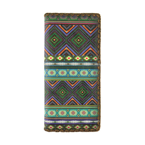 Mlavi Bohemian style Mexican Aztec pattern print vegan flat wallet