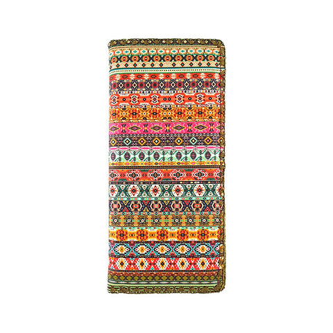 Mlavi Bohemian style Mexican Aztec pattern print vegan flat wallet