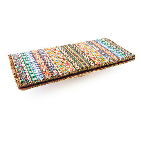 Mlavi Bohemian style Mexican Aztec pattern print vegan flat wallet
