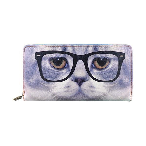 Eco-friendly, cruelty-free, ethically made vegan/faux leather large zipper wallet with cute big blue eye cat print by Mlavi Studio. It can carry smart phone & passport. Wholesale at www.mlavi.com for gift shops, fashion accessories & clothing boutiques in Canada, USA & worldwide.