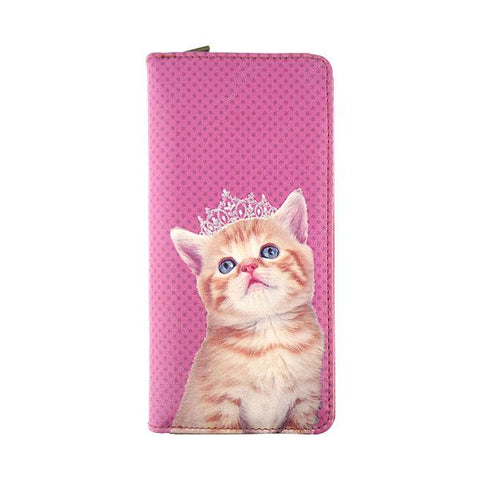 Eco-friendly, cruelty-free, ethically made vegan/faux leather large zipper wallet with cute big blue eye cat print by Mlavi Studio. It can carry smart phone & passport. Wholesale at www.mlavi.com for gift shops, fashion accessories & clothing boutiques in Canada, USA & worldwide.