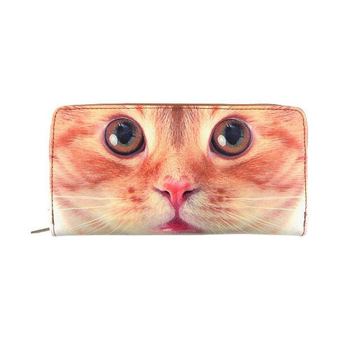 Eco-friendly, cruelty-free, ethically made vegan/faux leather large zipper wallet with cute big blue eye cat print by Mlavi Studio. It can carry smart phone & passport. Wholesale at www.mlavi.com for gift shops, fashion accessories & clothing boutiques in Canada, USA & worldwide.