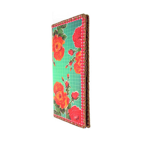 Mlavi Mexican oilcloth style flower print vegan large flat wallet