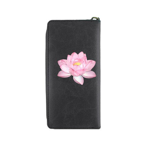 Mlavi lotus flower printed vegan large wristlet wallet made with Eco-friendly & cruelty free vegan materials. wholesale at www.mlavi.com