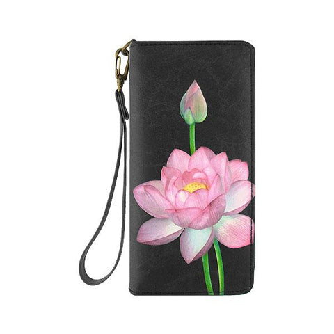 Mlavi lotus flower printed vegan large wristlet wallet made with Eco-friendly & cruelty free vegan materials. wholesale at www.mlavi.com