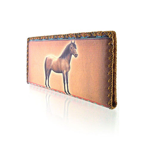 Mlavi vintage style horse print vegan large flat wallet