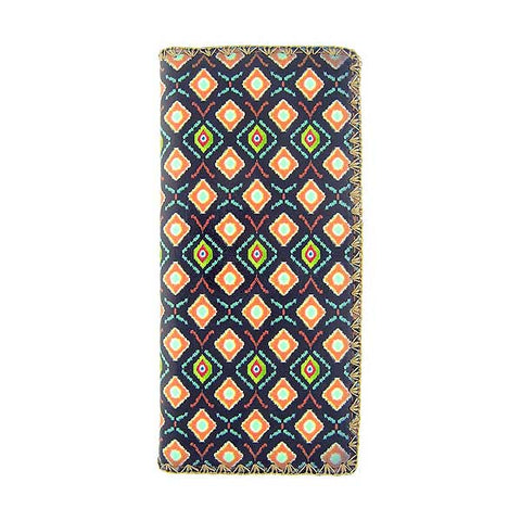 Mlavi bohemian style vegan large flat wallet with Ikat print. Great wallet for everyday use & a cool gift for family & friends. Free gift box with every purchase. Wholesale at www.mlavi.com for gift shops, clothing & fashion accessories boutiques, museum gift stores in Canada, USA & worldwide.