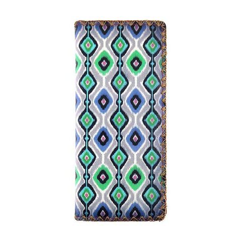BW-IK024: Mlavi Ikat print large flat vegan wallet for online shopping