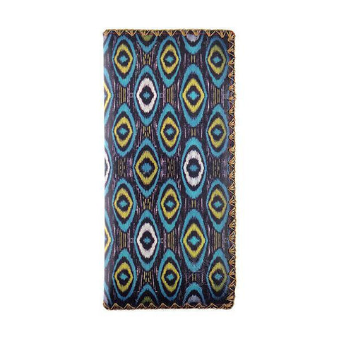 BW-IK029: Mlavi Ikat print large flat vegan wallet for online shopping