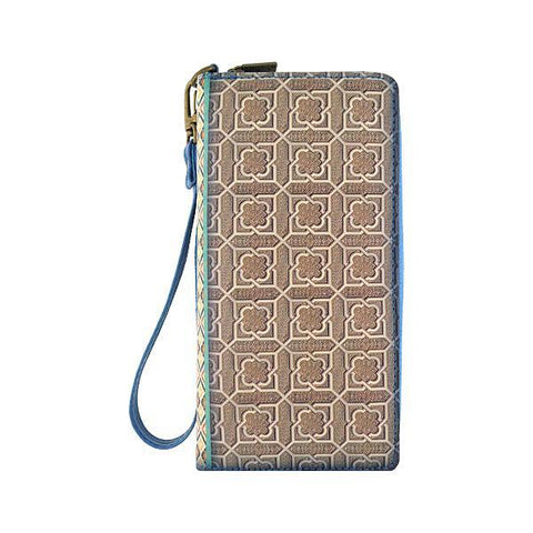 Mlavi Moroccan pattern print vegan large wristlet wallet made with Eco-friendly vegan materials. Great for everyday use, travel & as a gift for family & friends. Wholesale at www.mlavi.com gift shops, fashion accessories & clothing boutiques, book stores in Canada, USA & worldwide.