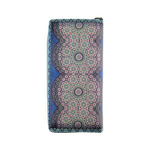 Mlavi Moroccan pattern print vegan large wristlet wallet made with Eco-friendly vegan materials. Great for everyday use, travel & as a gift for family & friends. Wholesale at www.mlavi.com gift shops, fashion accessories & clothing boutiques, book stores in Canada, USA & worldwide.