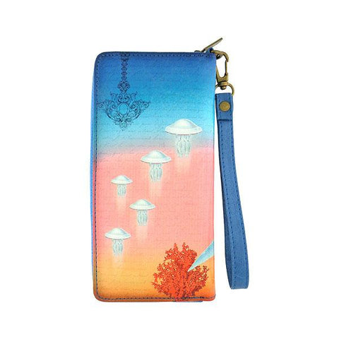 Mlavi Eco-friendly vegan pinup style redhead mermaid large wristlet wallet for everyday use, travel & a wonderful gift idea.  Wholesale at www.mlavi.com