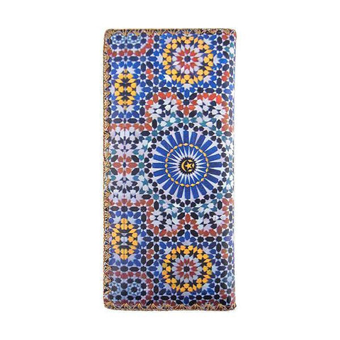 Mlavi Studio's whimsical Bohemian style Moroccan pattern print vegan large flat wallet. Made with cruelty-free vegan materials, It's great for everyday use or a gift for your family & friends. Wholesale at www.mlavi.com for gift shops, fashion accessories & clothing boutiques, museum stores worldwide.