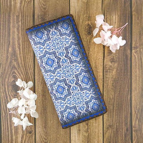 Mlavi Eco-friendly, cruelty-free Turkish textile pattern print vegan large flat wallet. Great for everyday use & as a unique gift for family & friends. Wholesale available at www.mlavi.com for gift shops, fashion accessories & clothing boutiques in Canada, USA & worldwide.