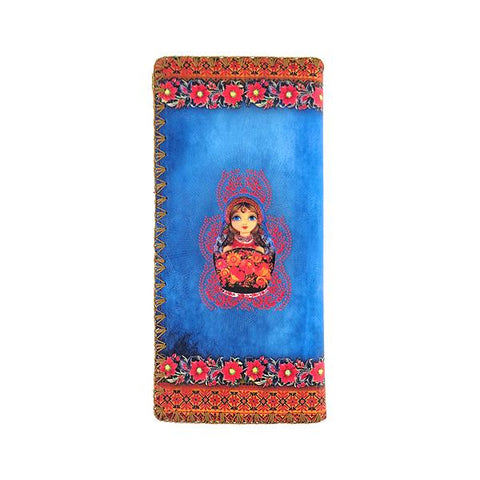 Mlavi Nesting doll Ukrainian girl vegan large flat wallet
