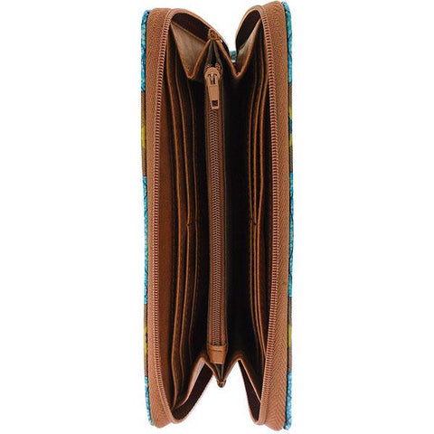Mlavi tiger print vegan leather large zipper closure wallet