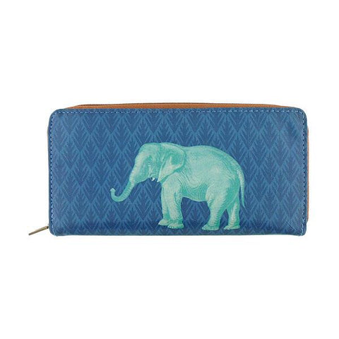 Mlavi's Eco-friendly, ethically made vegan large wallet with vintage style elephant print. It can carry smart phone & passport. Great for everyday use or as gift for animal loving family & friends. Wholesale at www.mlavi.com to gift shop, clothing & fashion accessories boutiques, book stores.