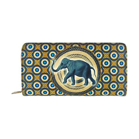 Eco-friendly, cruelty-free, ethically made elephant print vegan leather large zipper closure wallet by Mlavi Studio. Great for everyday use or as gift for animal loving family & friends. Wholesale at www.mlavi.com to gift shop, clothing & fashion accessories boutiques, book stores.