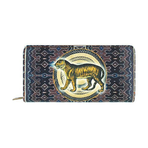 Eco-friendly, cruelty-free, ethically made tiger print vegan leather large zipper closure wallet by Mlavi Studio. Great for everyday use or as gift for animal loving family & friends. Wholesale at www.mlavi.com to gift shop, clothing & fashion accessories boutiques, book stores.