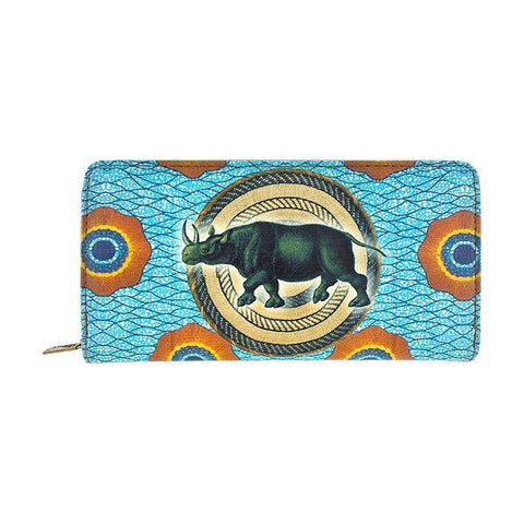 Eco-friendly, cruelty-free, ethically made rhino print vegan leather large zipper closure wallet by Mlavi Studio. Great for everyday use or as gift for animal loving family & friends. Wholesale at www.mlavi.com