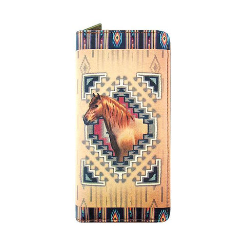 Online shopping Mlavi Studio's Eco-friendly, cruelty-free vegan horse print large wallet. Great for everyday use, travel or as gift for horse lover family & friends. Wholesale at www.mlavi.com to gift shops, fashion accessories & clothing boutiques in Canada, USA & worldwide.