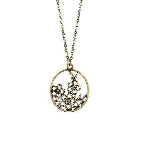 Shop LAVISHY handmade cutout Cherry Blossom Flower pendant necklace made with recycled materials. They are unique, fun, Eco-friendly & affordable. Wholesale available at www.lavishy.com for gift shop, boutique & corporate buyer.