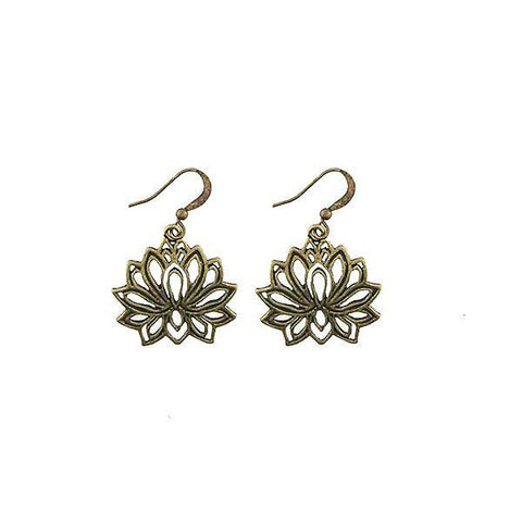 Shop LAVISHY handmade cutout lotus pendant earrings made with recycled materials. They are unique, fun, Eco-friendly & affordable. Wholesale available at www.lavishy.com for gift shop, boutique & corporate buyer.
