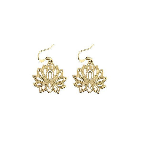 Shop LAVISHY handmade cutout lotus pendant earrings made with recycled materials. They are unique, fun, Eco-friendly & affordable. Wholesale available at www.lavishy.com for gift shop, boutique & corporate buyer.