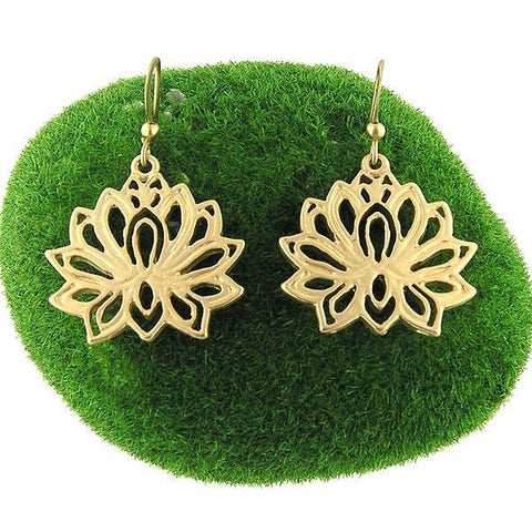 Shop LAVISHY handmade cutout lotus pendant earrings made with recycled materials. They are unique, fun, Eco-friendly & affordable. Wholesale available at www.lavishy.com for gift shop, boutique & corporate buyer.