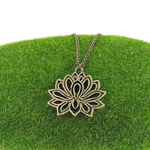Shop LAVISHY handmade cutout lotus pendant necklace made with recycled materials. They are unique, fun, Eco-friendly & affordable. Wholesale available at www.lavishy.com for gift shop, boutique & corporate buyer.