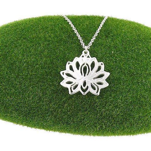 Shop LAVISHY handmade cutout lotus pendant necklace made with recycled materials. They are unique, fun, Eco-friendly & affordable. Wholesale available at www.lavishy.com for gift shop, boutique & corporate buyer.