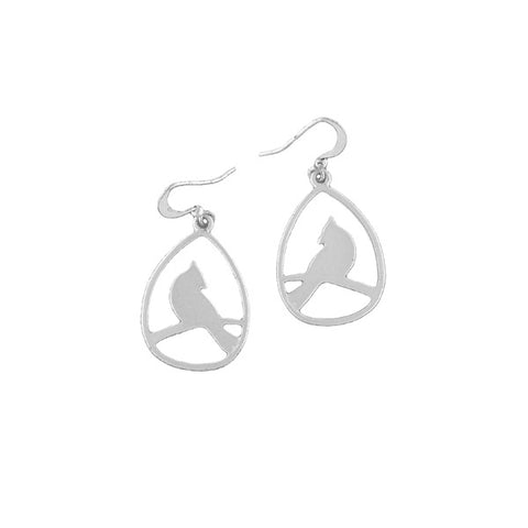 LAVISHY silver plated cutout blue jay bird pendant earrings
