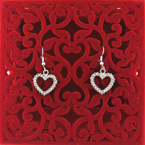 Online shopping for Rhodium or 12k gold plated heart earrings with Austrian crystal accent. A great gift for you or your girlfriend, wife, co-worker, friend & family. Wholesale at www.lavishy.com with many unique & fun fashion accessories.