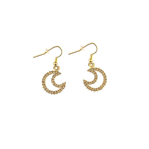 Online shopping for Rhodium or 12k gold plated moon earrings with Austrian crystal accent. A great gift for you or your girlfriend, wife, co-worker, friend & family. Wholesale at www.lavishy.com with many unique & fun fashion accessories.