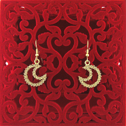 Online shopping for Rhodium or 12k gold plated moon earrings with Austrian crystal accent. A great gift for you or your girlfriend, wife, co-worker, friend & family. Wholesale at www.lavishy.com with many unique & fun fashion accessories.