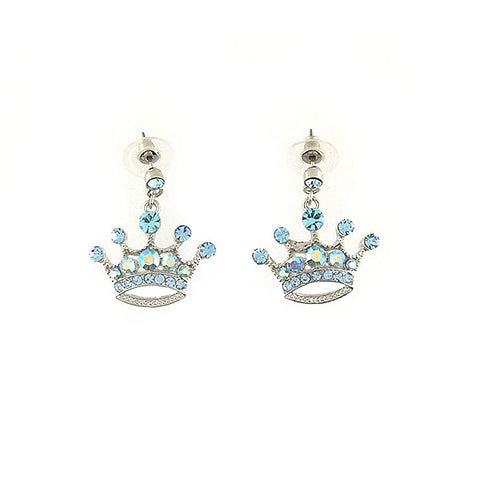 Online shopping for Rhodium or 12k gold plated crown earrings with Austrian crystal accent. A great gift for you or your girlfriend, wife, co-worker, friend & family. Wholesale at www.lavishy.com with many unique & fun fashion accessories.
