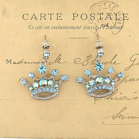 Online shopping for Rhodium or 12k gold plated crown earrings with Austrian crystal accent. A great gift for you or your girlfriend, wife, co-worker, friend & family. Wholesale at www.lavishy.com with many unique & fun fashion accessories.
