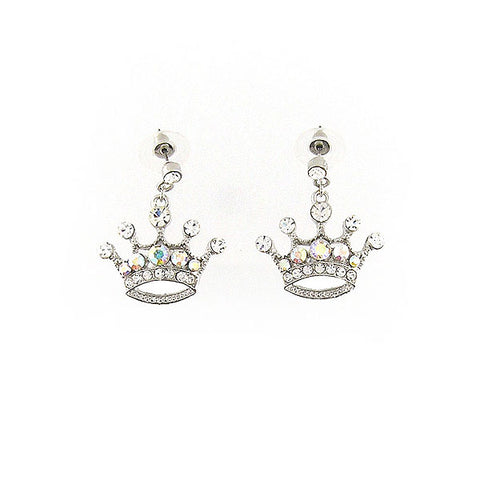 Online shopping for Rhodium or 12k gold plated crown earrings with Austrian crystal accent. A great gift for you or your girlfriend, wife, co-worker, friend & family. Wholesale at www.lavishy.com with many unique & fun fashion accessories.
