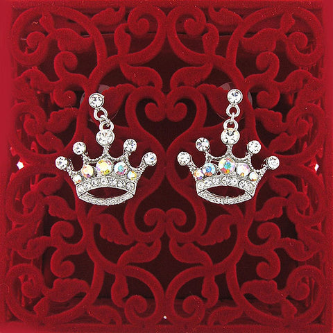 Online shopping for Rhodium or 12k gold plated crown earrings with Austrian crystal accent. A great gift for you or your girlfriend, wife, co-worker, friend & family. Wholesale at www.lavishy.com with many unique & fun fashion accessories.