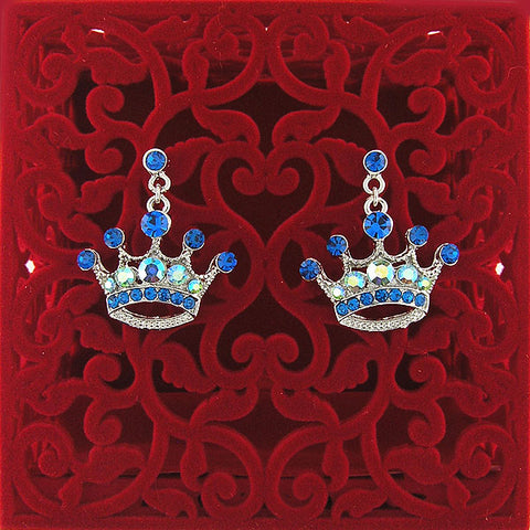 Online shopping for Rhodium or 12k gold plated crown earrings with Austrian crystal accent. A great gift for you or your girlfriend, wife, co-worker, friend & family. Wholesale at www.lavishy.com with many unique & fun fashion accessories.
