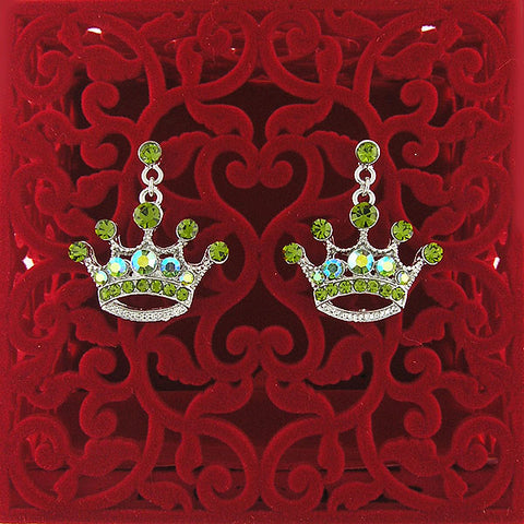 Online shopping for Rhodium or 12k gold plated crown earrings with Austrian crystal accent. A great gift for you or your girlfriend, wife, co-worker, friend & family. Wholesale at www.lavishy.com with many unique & fun fashion accessories.