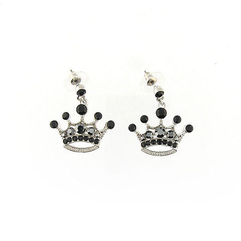 Online shopping for Rhodium or 12k gold plated crown earrings with Austrian crystal accent. A great gift for you or your girlfriend, wife, co-worker, friend & family. Wholesale at www.lavishy.com with many unique & fun fashion accessories.