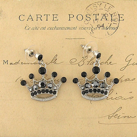 Online shopping for Rhodium or 12k gold plated crown earrings with Austrian crystal accent. A great gift for you or your girlfriend, wife, co-worker, friend & family. Wholesale at www.lavishy.com with many unique & fun fashion accessories.