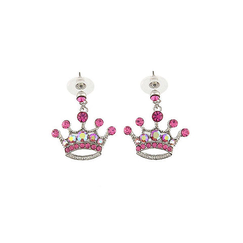 Online shopping for Rhodium or 12k gold plated crown earrings with Austrian crystal accent. A great gift for you or your girlfriend, wife, co-worker, friend & family. Wholesale at www.lavishy.com with many unique & fun fashion accessories.