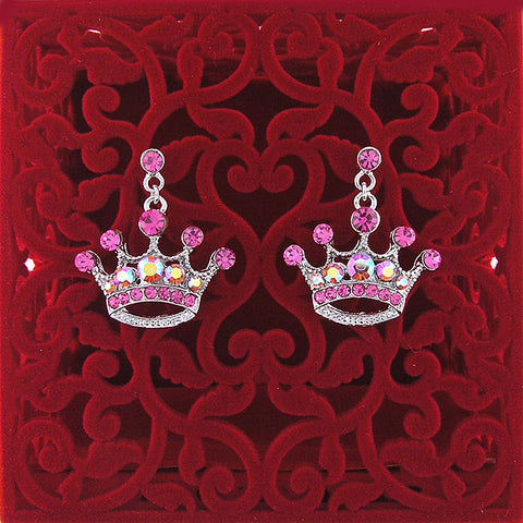Online shopping for Rhodium or 12k gold plated crown earrings with Austrian crystal accent. A great gift for you or your girlfriend, wife, co-worker, friend & family. Wholesale at www.lavishy.com with many unique & fun fashion accessories.