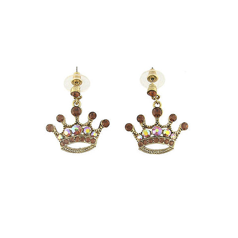 Online shopping for Rhodium or 12k gold plated crown earrings with Austrian crystal accent. A great gift for you or your girlfriend, wife, co-worker, friend & family. Wholesale at www.lavishy.com with many unique & fun fashion accessories.
