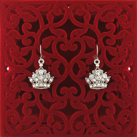 Online shopping for Rhodium or 12k gold plated crown earrings with Austrian crystal accent. A great gift for you or your girlfriend, wife, co-worker, friend & family. Wholesale at www.lavishy.com with many unique & fun fashion accessories.