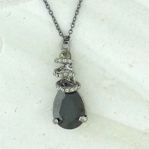 Online shopping for rhodium plated tear drop pendant necklace with Austrian crystal & cubic zirconia. A great gift for you or your girlfriend, wife, co-worker, friend & family. Wholesale available at www.lavishy.com with many unique & fun fashion accessories.